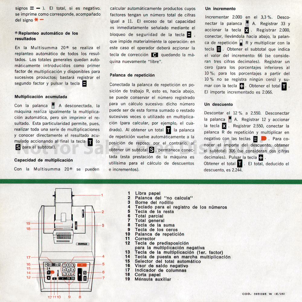 Calcolatrice Olivetti Multisumma 20, o b